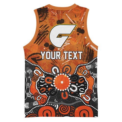Personalized Greater Western Sydney Giants Basketball Jersey Aboriginal Dot Painting Graffiti Style