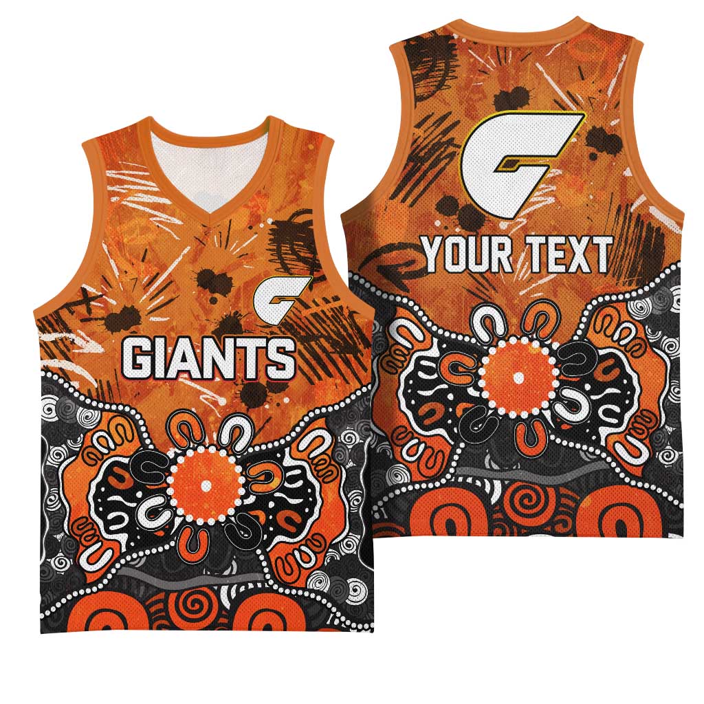 Personalized Greater Western Sydney Giants Basketball Jersey Aboriginal Dot Painting Graffiti Style