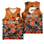 Personalized Greater Western Sydney Giants Basketball Jersey Aboriginal Dot Painting Graffiti Style
