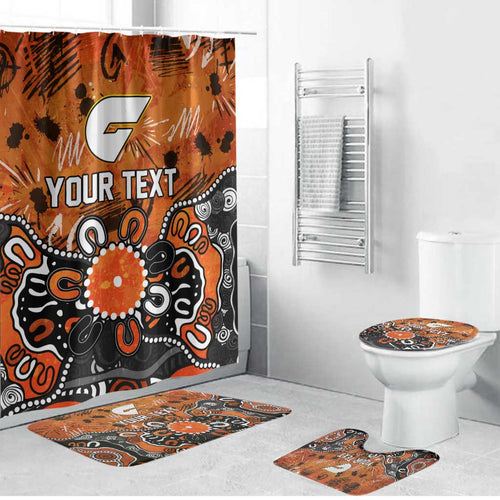 Personalized Greater Western Sydney Giants Bathroom Set Aboriginal Dot Painting Graffiti Style