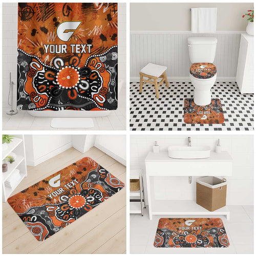Personalized Greater Western Sydney Giants Bathroom Set Aboriginal Dot Painting Graffiti Style