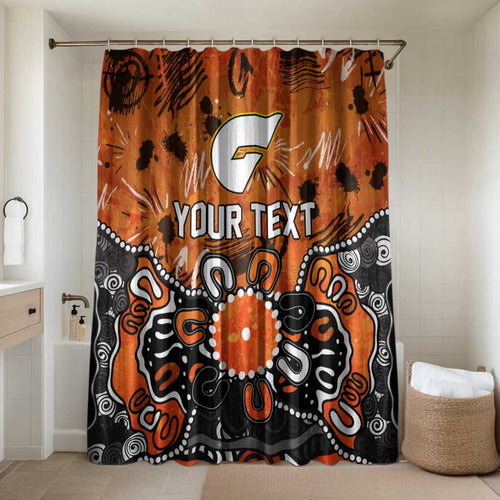 Personalized Greater Western Sydney Giants Bathroom Set Aboriginal Dot Painting Graffiti Style