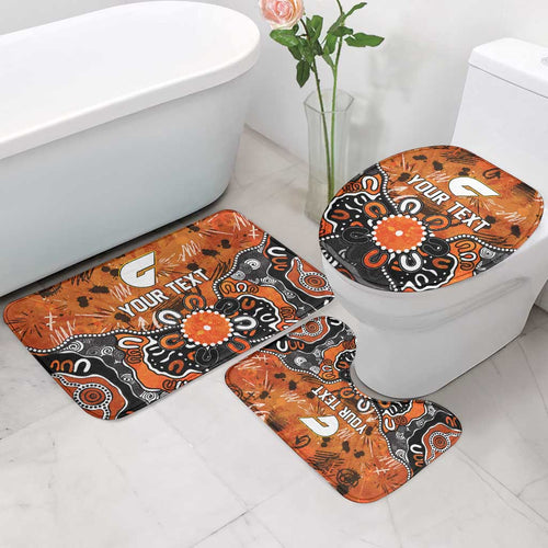 Personalized Greater Western Sydney Giants Bathroom Set Aboriginal Dot Painting Graffiti Style