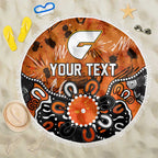 Personalized Greater Western Sydney Giants Beach Blanket Aboriginal Dot Painting Graffiti Style