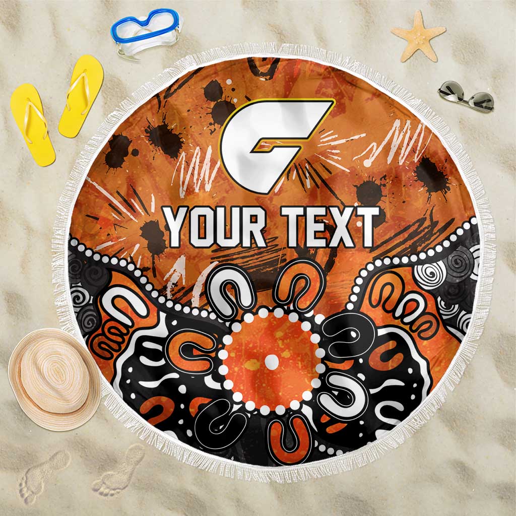 Personalized Greater Western Sydney Giants Beach Blanket Aboriginal Dot Painting Graffiti Style
