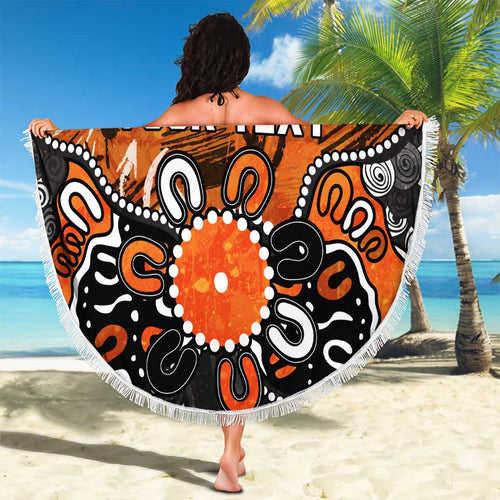 Personalized Greater Western Sydney Giants Beach Blanket Aboriginal Dot Painting Graffiti Style