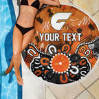 Personalized Greater Western Sydney Giants Beach Blanket Aboriginal Dot Painting Graffiti Style