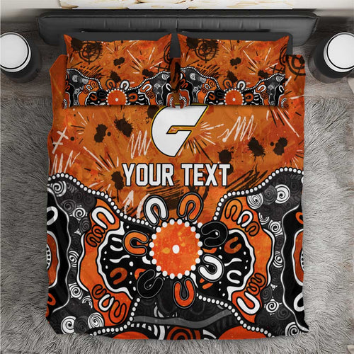 Personalized Greater Western Sydney Giants Bedding Set Aboriginal Dot Painting Graffiti Style