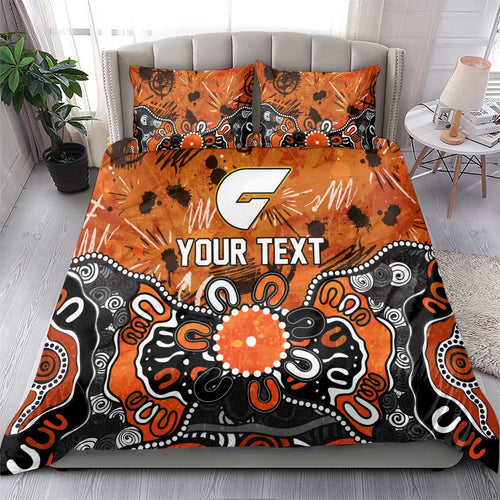 Personalized Greater Western Sydney Giants Bedding Set Aboriginal Dot Painting Graffiti Style