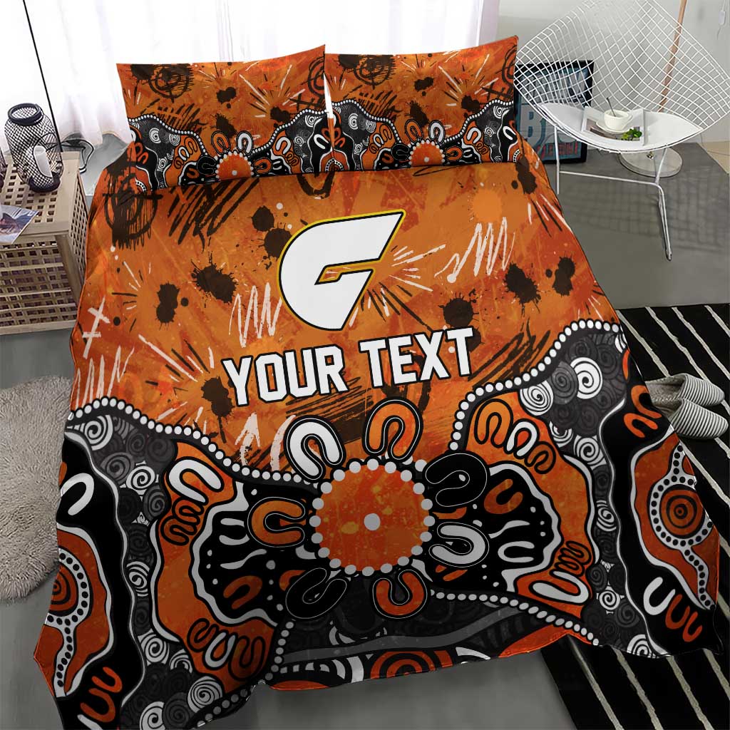 Personalized Greater Western Sydney Giants Bedding Set Aboriginal Dot Painting Graffiti Style