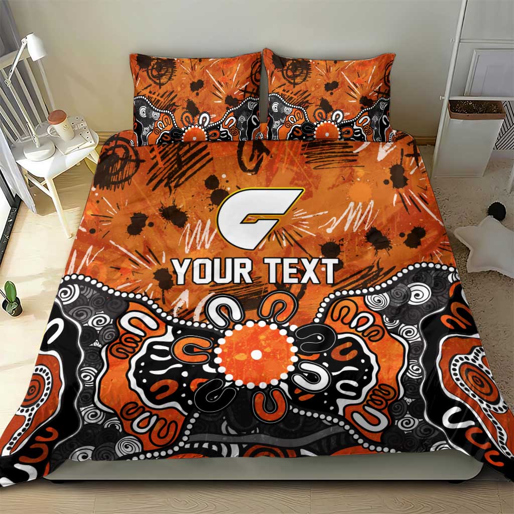 Personalized Greater Western Sydney Giants Bedding Set Aboriginal Dot Painting Graffiti Style