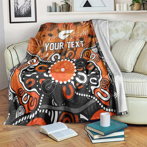 Personalized Greater Western Sydney Giants Blanket Aboriginal Dot Painting Graffiti Style