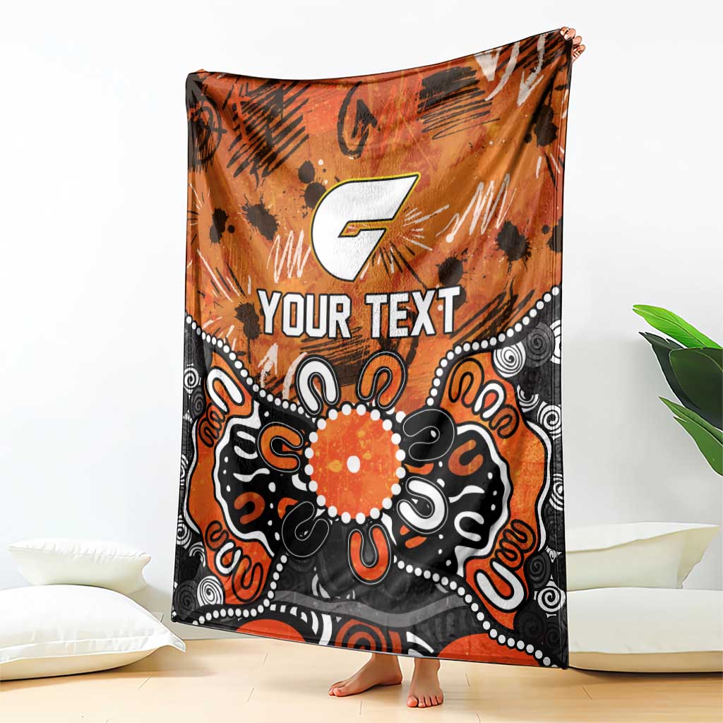 Personalized Greater Western Sydney Giants Blanket Aboriginal Dot Painting Graffiti Style