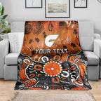 Personalized Greater Western Sydney Giants Blanket Aboriginal Dot Painting Graffiti Style
