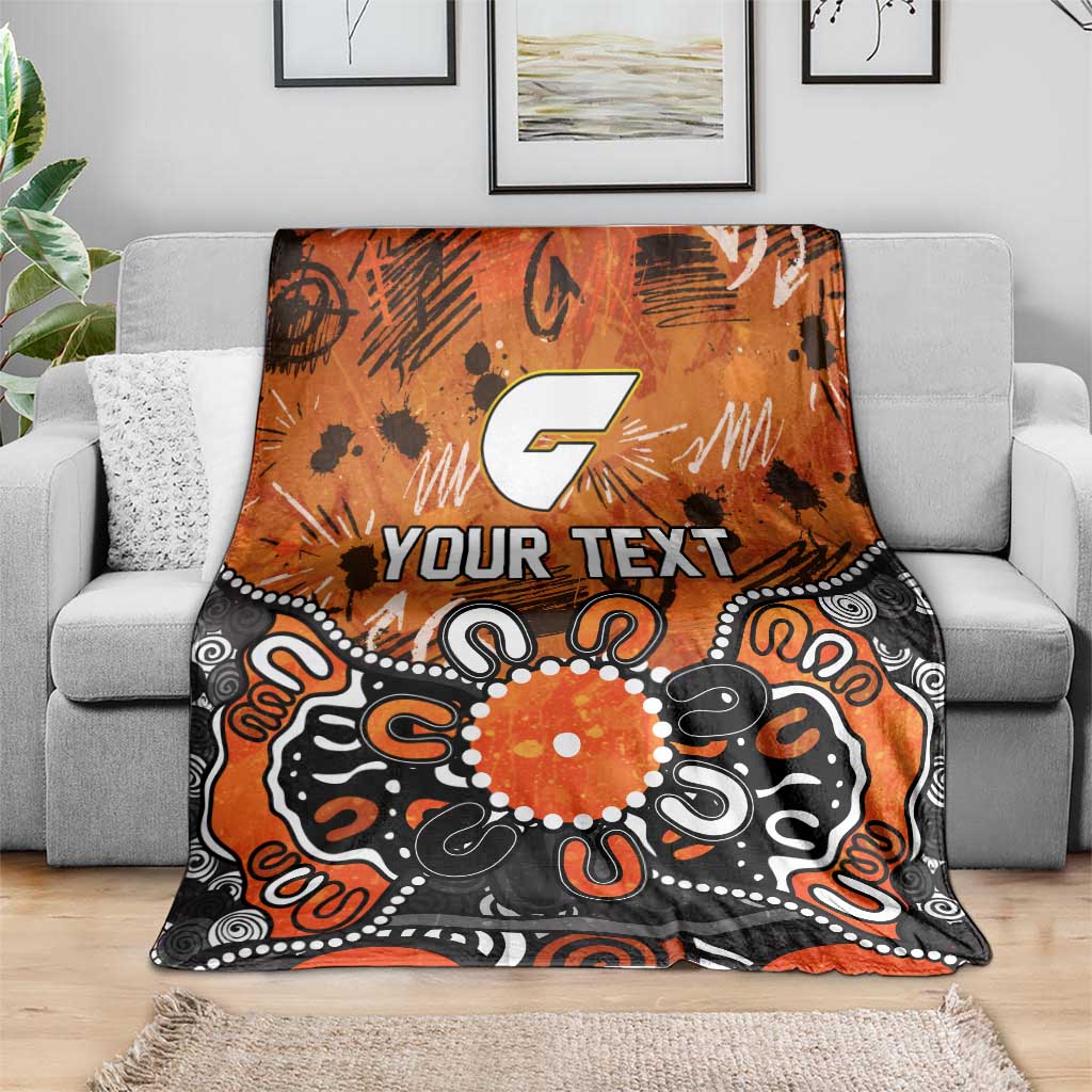 Personalized Greater Western Sydney Giants Blanket Aboriginal Dot Painting Graffiti Style