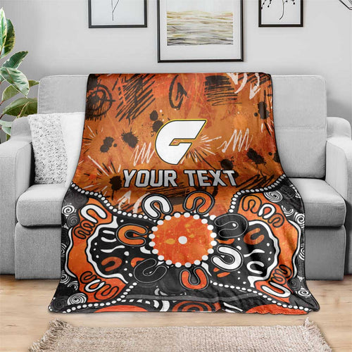 Personalized Greater Western Sydney Giants Blanket Aboriginal Dot Painting Graffiti Style