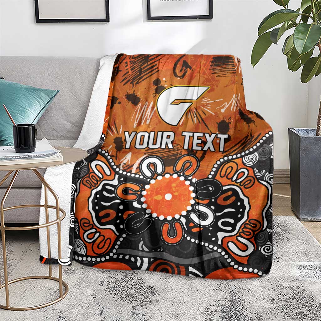 Personalized Greater Western Sydney Giants Blanket Aboriginal Dot Painting Graffiti Style