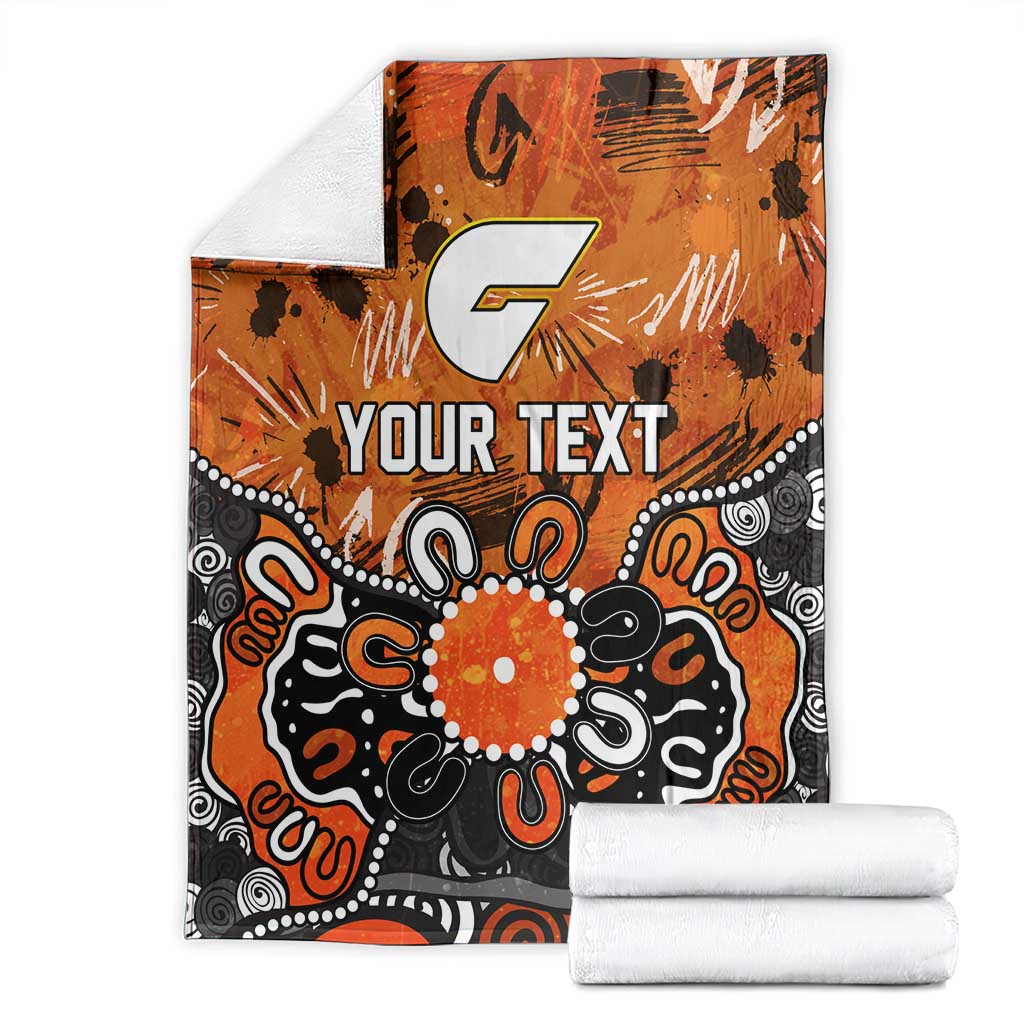 Personalized Greater Western Sydney Giants Blanket Aboriginal Dot Painting Graffiti Style