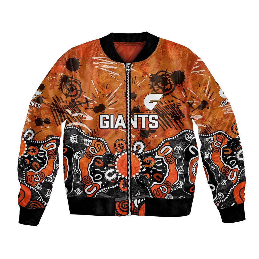 Personalized Greater Western Sydney Giants Bomber Jacket Aboriginal Dot Painting Graffiti Style