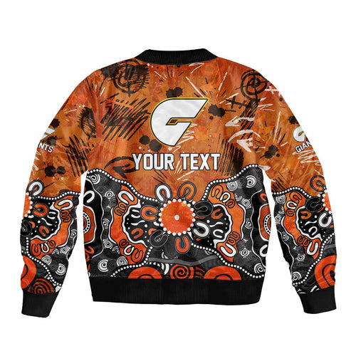 Personalized Greater Western Sydney Giants Bomber Jacket Aboriginal Dot Painting Graffiti Style