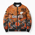 Personalized Greater Western Sydney Giants Bomber Puffer Jacket Aboriginal Dot Painting Graffiti Style