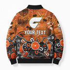 Personalized Greater Western Sydney Giants Bomber Puffer Jacket Aboriginal Dot Painting Graffiti Style
