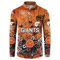 Personalized Greater Western Sydney Giants Button Sweatshirt Aboriginal Dot Painting Graffiti Style