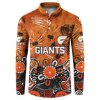 Personalized Greater Western Sydney Giants Button Sweatshirt Aboriginal Dot Painting Graffiti Style