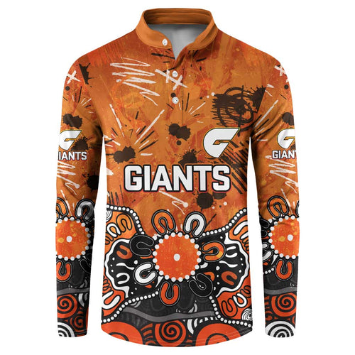 Personalized Greater Western Sydney Giants Button Sweatshirt Aboriginal Dot Painting Graffiti Style