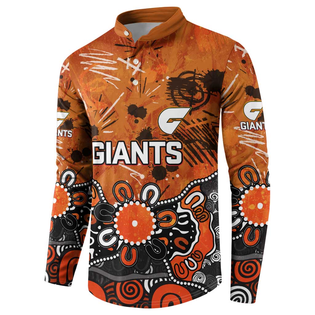 Personalized Greater Western Sydney Giants Button Sweatshirt Aboriginal Dot Painting Graffiti Style