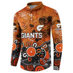 Personalized Greater Western Sydney Giants Button Sweatshirt Aboriginal Dot Painting Graffiti Style
