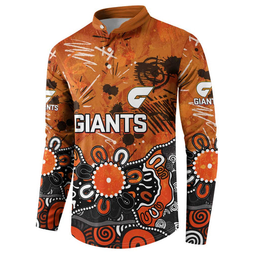Personalized Greater Western Sydney Giants Button Sweatshirt Aboriginal Dot Painting Graffiti Style