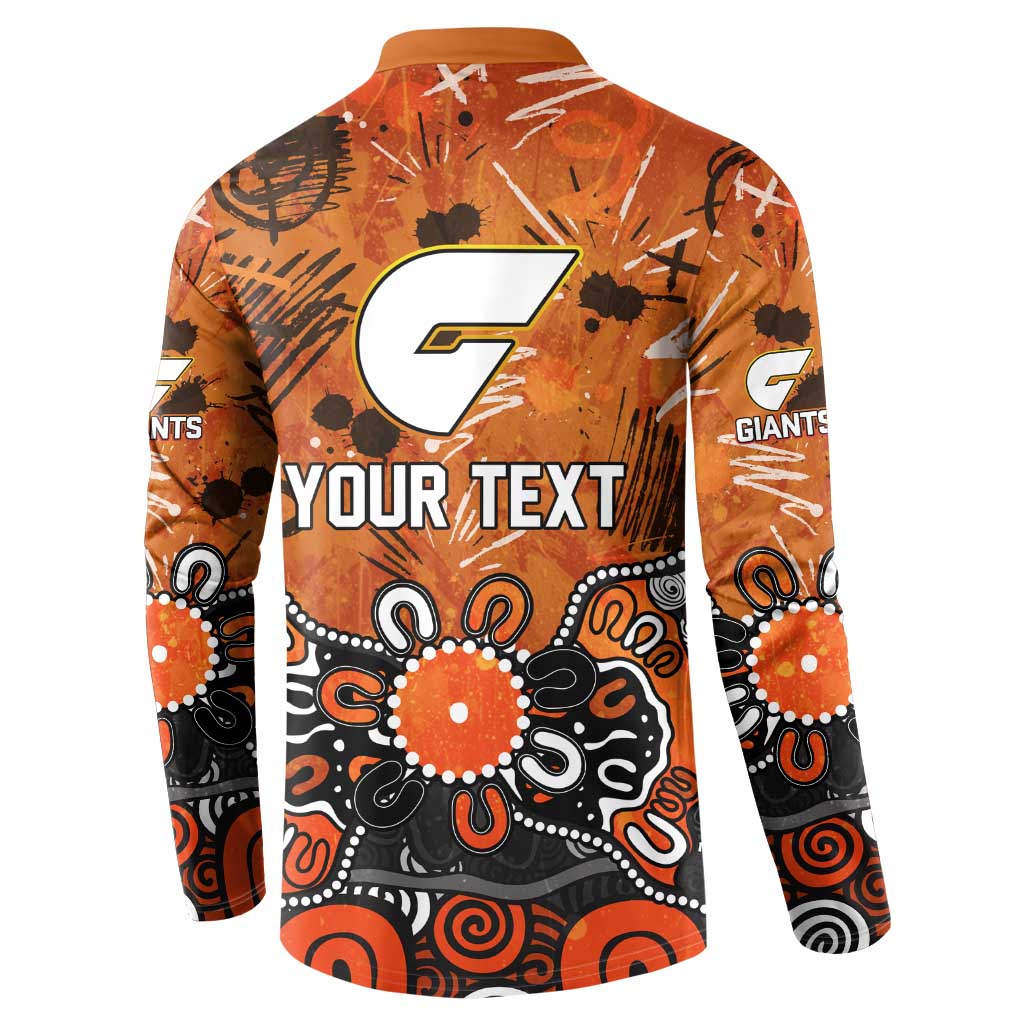 Personalized Greater Western Sydney Giants Button Sweatshirt Aboriginal Dot Painting Graffiti Style