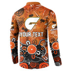 Personalized Greater Western Sydney Giants Button Sweatshirt Aboriginal Dot Painting Graffiti Style