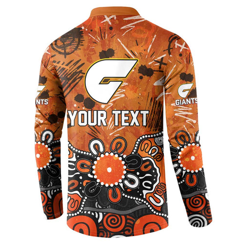 Personalized Greater Western Sydney Giants Button Sweatshirt Aboriginal Dot Painting Graffiti Style