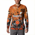 Personalized Greater Western Sydney Giants Button Sweatshirt Aboriginal Dot Painting Graffiti Style