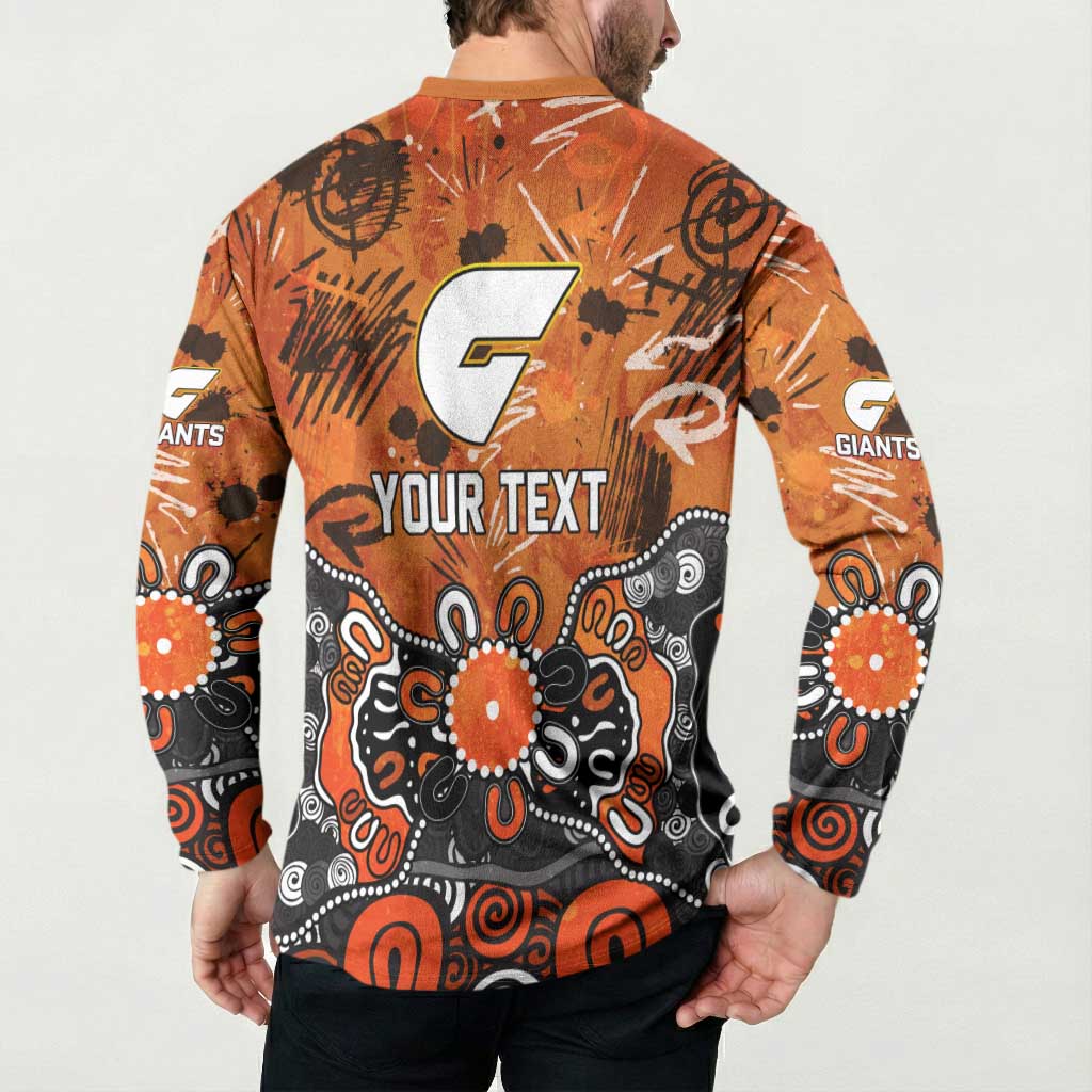 Personalized Greater Western Sydney Giants Button Sweatshirt Aboriginal Dot Painting Graffiti Style