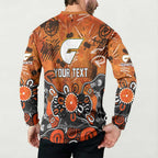 Personalized Greater Western Sydney Giants Button Sweatshirt Aboriginal Dot Painting Graffiti Style