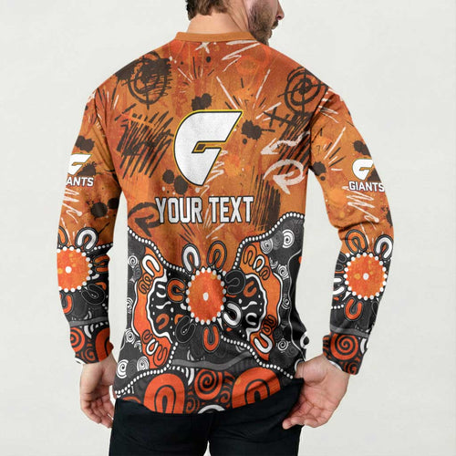 Personalized Greater Western Sydney Giants Button Sweatshirt Aboriginal Dot Painting Graffiti Style