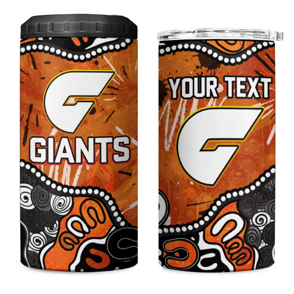 Personalized Greater Western Sydney Giants 4 in 1 Can Cooler Tumbler Aboriginal Dot Painting Graffiti Style