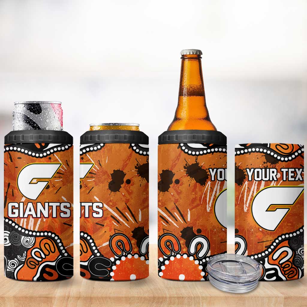 Personalized Greater Western Sydney Giants 4 in 1 Can Cooler Tumbler Aboriginal Dot Painting Graffiti Style