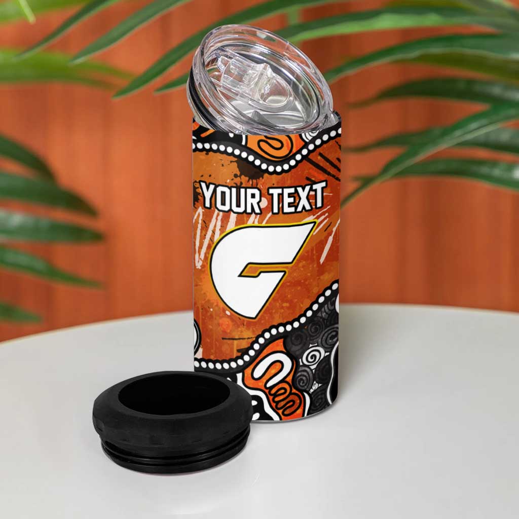 Personalized Greater Western Sydney Giants 4 in 1 Can Cooler Tumbler Aboriginal Dot Painting Graffiti Style