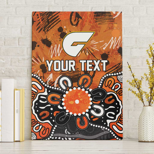 Personalized Greater Western Sydney Giants Canvas Wall Art Aboriginal Dot Painting Graffiti Style