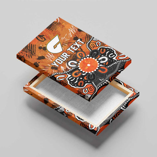 Personalized Greater Western Sydney Giants Canvas Wall Art Aboriginal Dot Painting Graffiti Style
