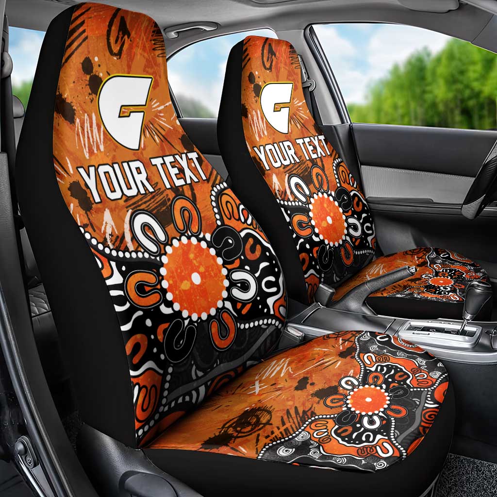 Personalized Greater Western Sydney Giants Car Seat Cover Aboriginal Dot Painting Graffiti Style