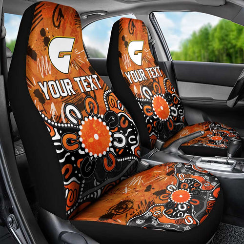 Personalized Greater Western Sydney Giants Car Seat Cover Aboriginal Dot Painting Graffiti Style