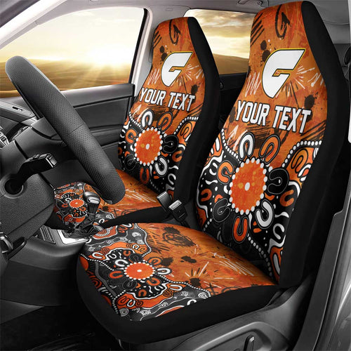 Personalized Greater Western Sydney Giants Car Seat Cover Aboriginal Dot Painting Graffiti Style