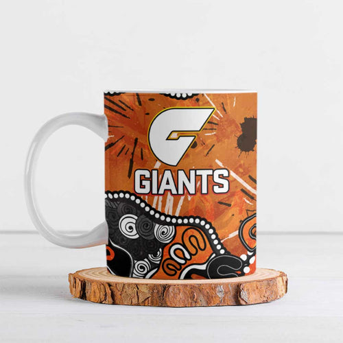 Personalized Greater Western Sydney Giants Ceramic Mug Aboriginal Dot Painting Graffiti Style