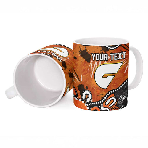 Personalized Greater Western Sydney Giants Ceramic Mug Aboriginal Dot Painting Graffiti Style