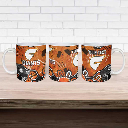 Personalized Greater Western Sydney Giants Ceramic Mug Aboriginal Dot Painting Graffiti Style